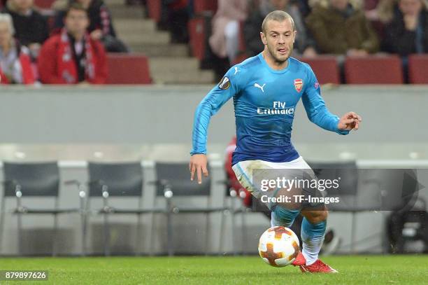 Jack Wilshere of Arsenal controls the ball during the UEFA Europa League Group H soccer match between 1.FC Cologne and Arsenal FC at the...