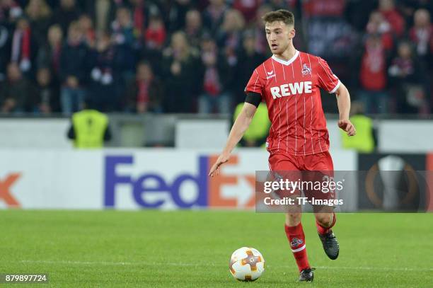 Salih Oezcan of Cologne controls the ball during the UEFA Europa League Group H soccer match between 1.FC Cologne and Arsenal FC at the Rhein-Energie...