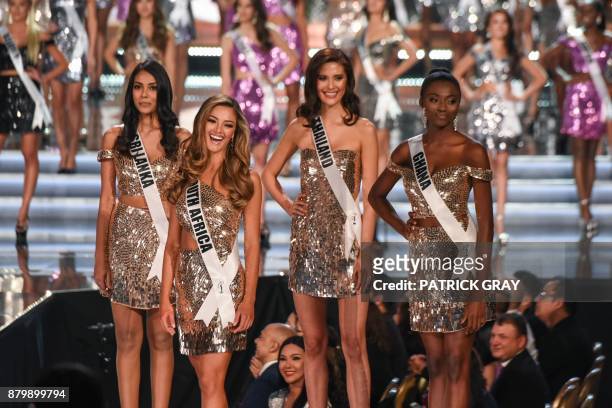 Contestants Miss Sri Lanka 2017, Christina Peiris; Miss South Africa 2017 Demi-Leigh Nel-Peters; Miss Thailand 2017 Maria Poonlertlarp; and Miss...