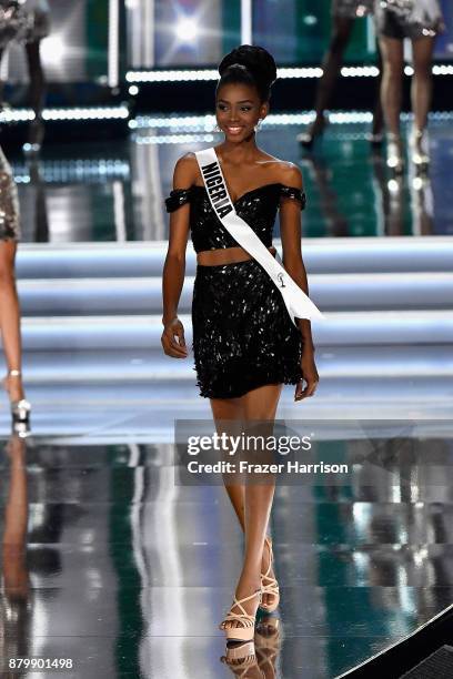 Miss Nigeria 2017 Stephanie Agbasi competes during the 2017 Miss Universe Pageant at The Axis at Planet Hollywood Resort & Casino on November 26,...