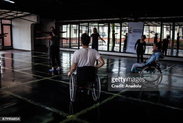 Dancers practice during a performance training at the ConCuerpos Gym in Bogota, Colombia on November 25, 2017. ConCuerpos Dance Company has been...