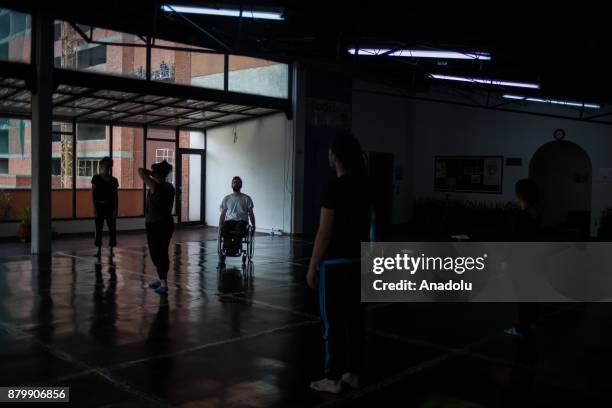 Dancers practice during a performance training at the ConCuerpos Gym in Bogota, Colombia on November 25, 2017. ConCuerpos Dance Company has been...