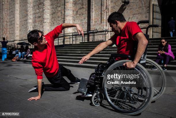 Dancers of the ConCuerpos Gym perform during their visit to National Museum of Colombia in Bogota, Colombia on November 25, 2017. ConCuerpos Dance...