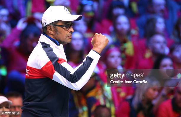 Captain of France Yannick Noah during day 3 of the Davis Cup World Group final between France and Belgium at Stade Pierre Mauroy on November 26, 2017...