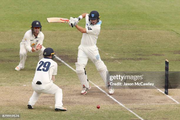 Ed Cowan of NSW bats during day four of the Sheffield Shield match between New South Wales and Victoria at North Sydney Oval on November 27, 2017 in...