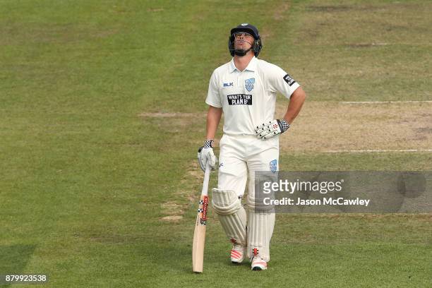 Stephen O'Keefe of NSW during day four of the Sheffield Shield match between New South Wales and Victoria at North Sydney Oval on November 27, 2017...