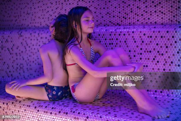 children in spa center - turkish bath stock pictures, royalty-free photos & images