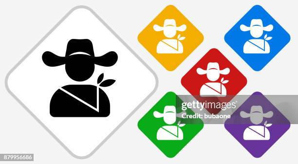 coffee farmer color diamond vector icon - coffee farmer stock illustrations