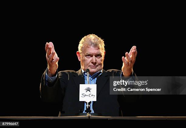 Australian performer John Farnham announces his 'Live By Demand' national tour during a media call at the Lyric Theatre on May 27, 2009 in Sydney,...