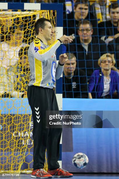 Slawomir Szmal , during EHF Handball Champions League Group B match between KS Vive Tauron Kielce and Paris Saint-Germain Handball at Kielce, Poland,...