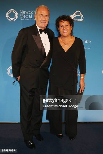 Evonne Goolagong Cawley and Roger Cawley arrive at the 2017 Newcombe Medal at Crown Palladium on November 27, 2017 in Melbourne, Australia.