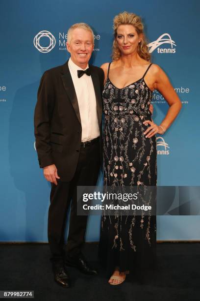 Craig Tiley and Ali Tiley pose at the 2017 Newcombe Medal at Crown Palladium on November 27, 2017 in Melbourne, Australia.