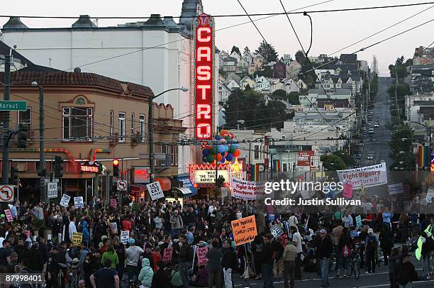 Supporters of same-sex marriage fill the streets in the Castro district following the California Supreme Court's ruling to uphold Proposition 8 May...