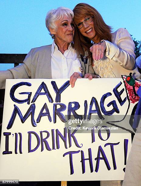 Actress/comedian Kathy Griffin and her mother Maggie Griffin attend a rally following the California Supreme Court's ruling to uphold Proposition 8,...