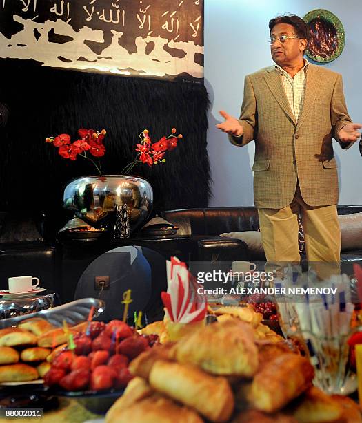 Former Pakistani president Pervez Musharraf visits a Muslim cultural center in Moscow on May 27, 2009. Russian gas export monopoly Gazprom is keen to...