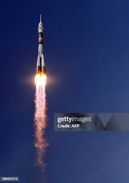 The Russian Soyuz TMA-15 rocket carrying Canadian astronaut Robert Thirsk, European Space Agency astronaut Frank De Winne of Belgium and Russian...