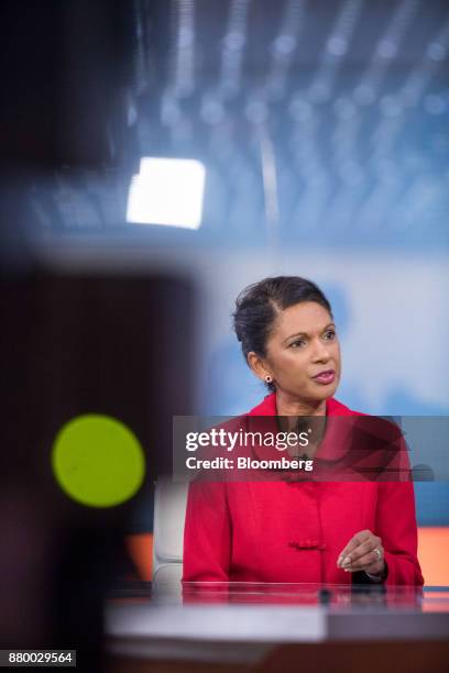 Gina Miller, founding partner of SCM Private LLP, gestures while speaking during a Bloomberg Television interview in London, U.K., on Monday, Nov....