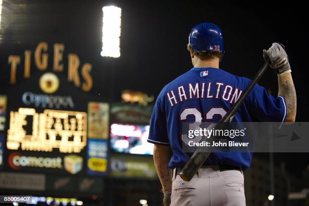 Rear view of Texas Rangers Josh Hamilton on deck during game vs Detroit Tigers. Detroit, MI 5/20/2009 CREDIT: John Biever