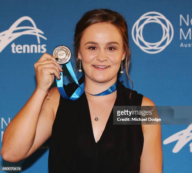 John Newcombe medallist Ashleigh Barty poses at the 2017 Newcombe Medal at Crown Palladium on November 27, 2017 in Melbourne, Australia.