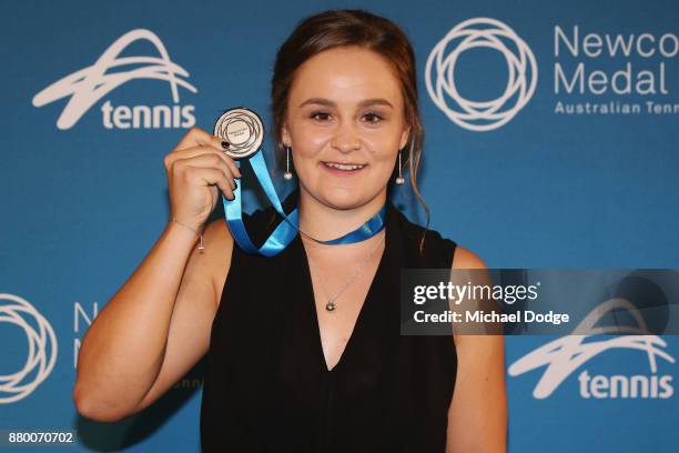 John Newcombe medallist Ashleigh Barty poses at the 2017 Newcombe Medal at Crown Palladium on November 27, 2017 in Melbourne, Australia.