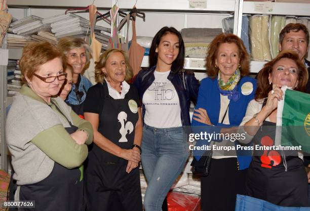 Cristiano Ronaldo's girlfriend, Georgina Rodriguez visits Portugal stand at the charity market 'Rastrillo Nuevo Futuro' on November 24, 2017 in...