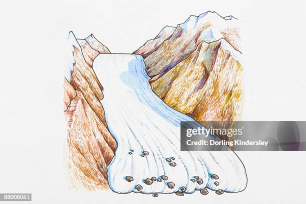 avalanche between mountains - avalanche stock illustrations