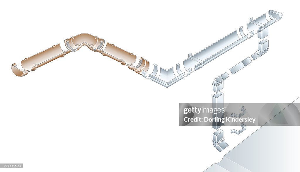 Digital illustration of rainwater guttering system