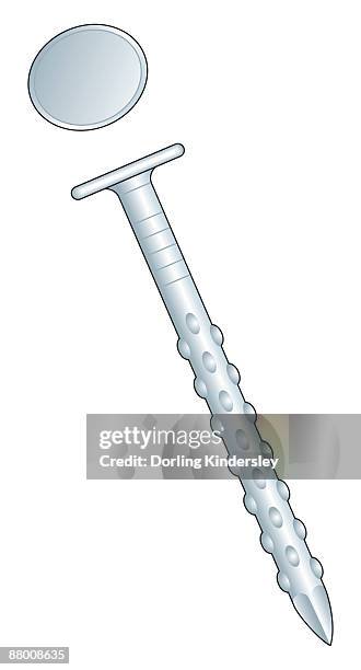 ilustraciones, imágenes clip art, dibujos animados e iconos de stock de illustration of drywall nail with round head - shank