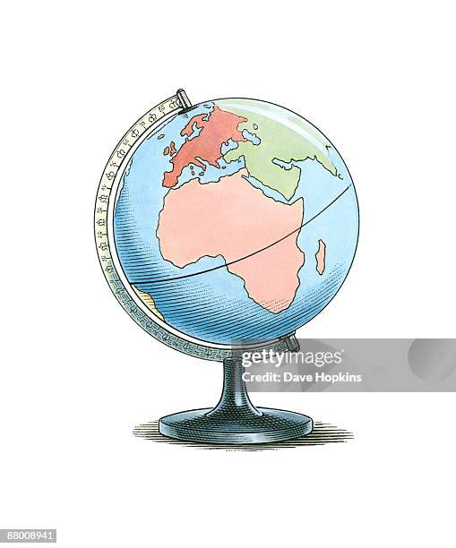 stockillustraties, clipart, cartoons en iconen met illustration of globe showing north pole, south pole and equator - evenaar