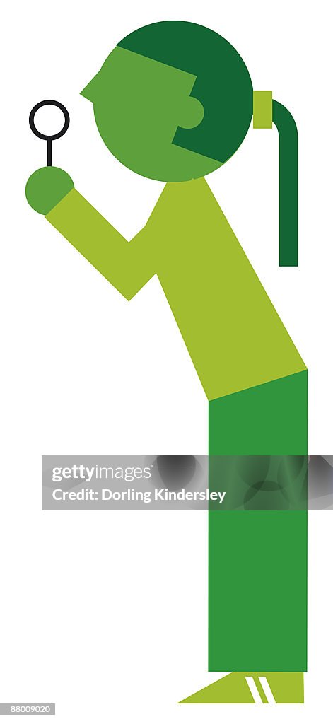 Digital cartoon of girl blowing bubbles