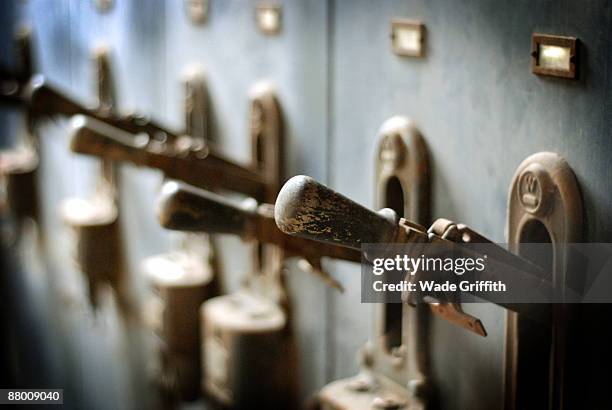 old gears  - lever stock pictures, royalty-free photos & images