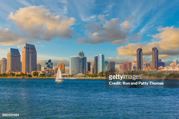 cityscape with skyscrapers of san diego skyline, ca (p) - san diego stock pictures, royalty-free photos & images