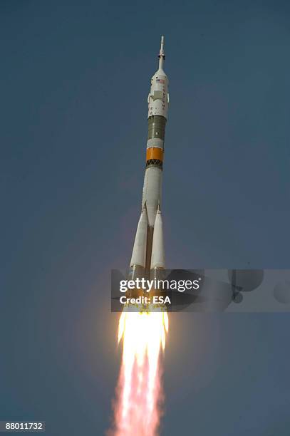 In this handout photo provided by the European Space Agency , The Soyuz TMA-15 launches at Baikonur Cosmodrome on May 27, 2009 in Baikonur,...