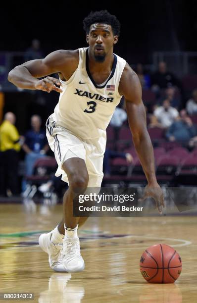 Quentin Goodin of the Xavier Musketeers drives the ball against the Arizona State Sun Devils during the championship game of the 2017 Continental...