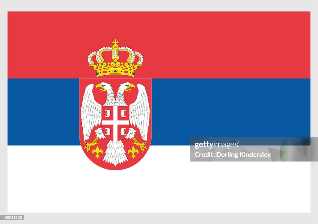 Illustration Of State Flag Of Serbia With Eagle And Crown At Centre Horizontally Divided Red And White Rectangular Tricolor High-Res Vector Graphic - Getty Images