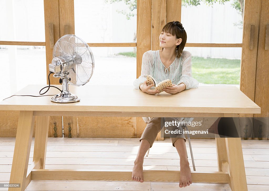 A woman reading a book