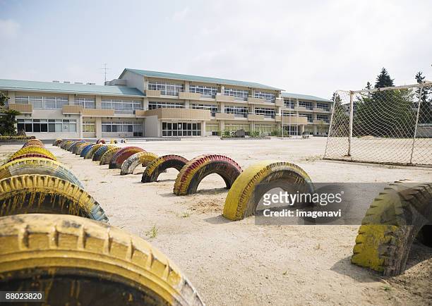 school building and schoolyard - chiba city stock pictures, royalty-free photos & images