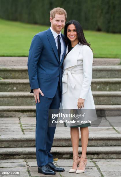 Prince Harry and Meghan Markle during an official photocall to announce the engagement of Prince Harry and actress Meghan Markle at The Sunken...