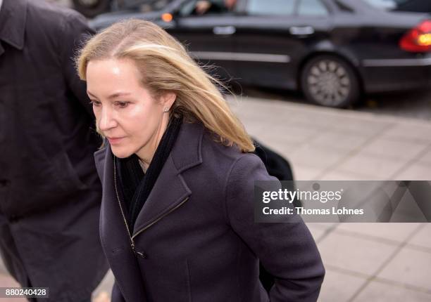 Meike Schlecker, daugther of the founder of the now bankrupt German drugstore chain Schlecker, arrives for the last day of his trial and a verdict by...