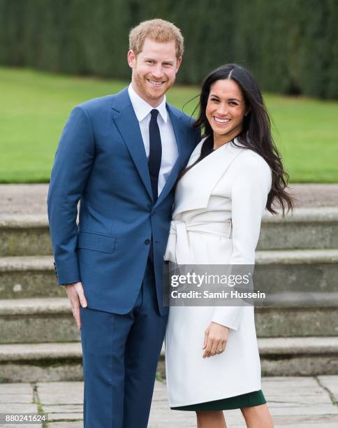 Prince Harry and Meghan Markle during an official photocall to announce the engagement of Prince Harry and actress Meghan Markle at The Sunken...