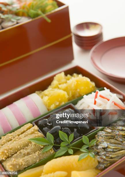 traditional new year's food - sunomono stock pictures, royalty-free photos & images