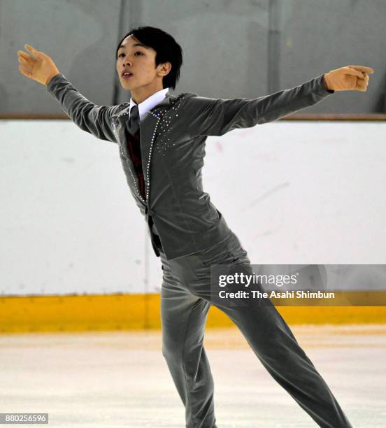 Mitsuki Sumoto competes in the Men's Singles Short Program during day two of the 86th All Japan Figure Skating Junior Championships at ALSOK Guma Ice...