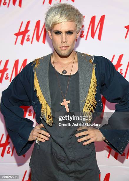 Singer Justin Tranter of Semi Precious Weapons attends the unveiling of the Fashion Against AIDS Collection at H&M Lexington Avenue May 27, 2009 in...