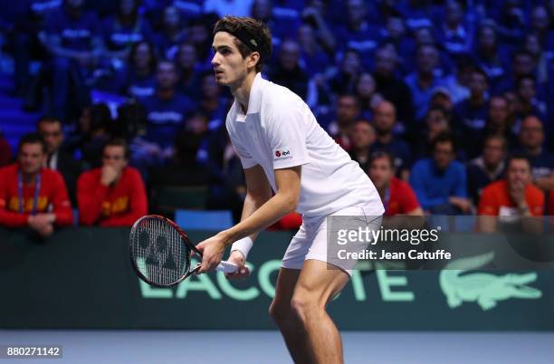 Pierre-Hughes Herbert of France during the doubles match on day 2 of the Davis Cup World Group final between France and Belgium at Stade Pierre...