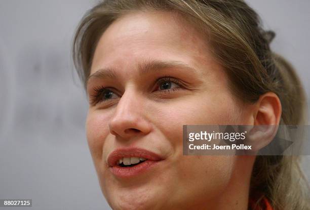 Fencing olympic champion Britta Heidemann attends the German National Team press conference at the Portman Ritz-Carlton Hotel on May 28, 2009 in...