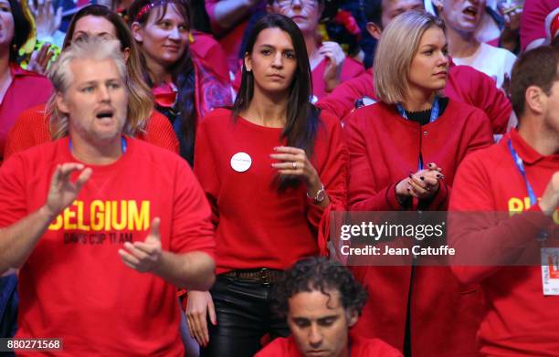 Stephanie Tuccito, girlfriend of David Goffin of Belgium during the doubles match on day 2 of the Davis Cup World Group final between France and...