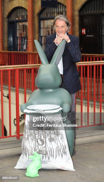 Sir Paul Smith unveils his giant Rabitt Litter Bin as part of the Design Museum's Super Contemporary Exhibition at Covent Garden Piazza on May 28,...