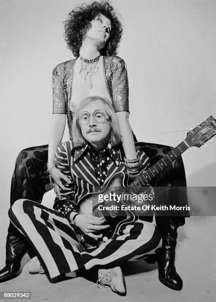 Australian writer and journalist Germaine Greer poses for the cover of Oz magazine with English musician and wit Vivian Stanshall of the Bonzo Dog...