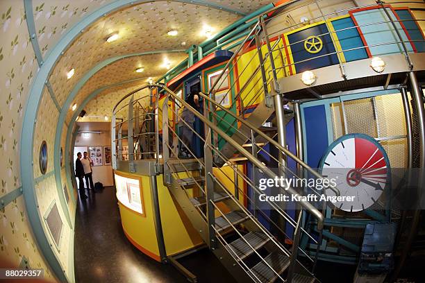 General view of the yellow submarine room is seen at the Beatlemania exhibition on May 28, 2009 in Hamburg, Germany. The exhibition, which opens...