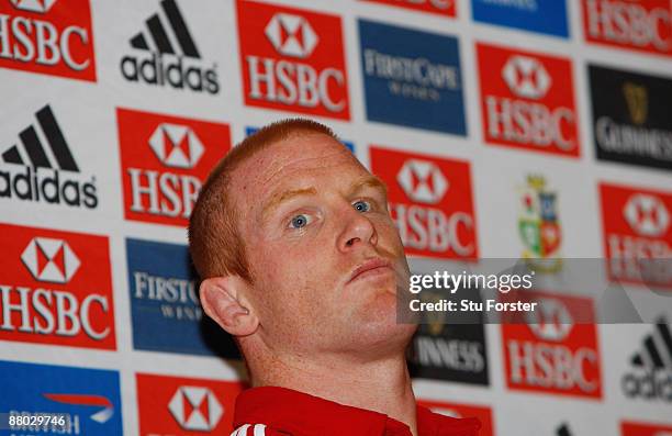 Paul O'Connell faces the media at the team announcment of their first match of the 2009 British and Irish Lions tour against the Royal XV at the...